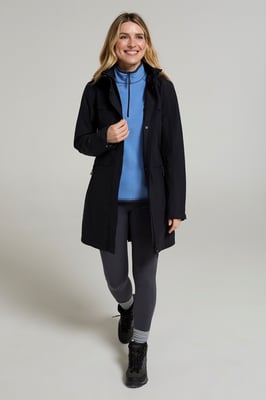 'Cloud Burst' Women's Textured Jacket Waterproof Adjustable Hood Rain Coat Black