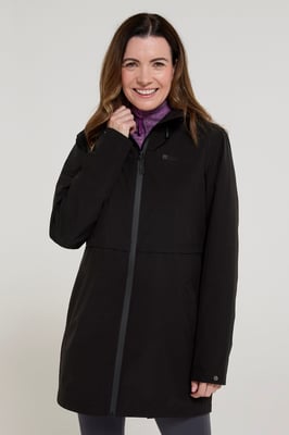 'Hilltop' Women's Waterproof Jacket with Side Pockets Outdoors Rain Coat Black