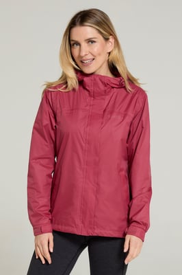 'Torrent' Women's Waterproof Jacket with Adjustable Hood & Cuffs Long Sleeve Trekking Raincoat Pink