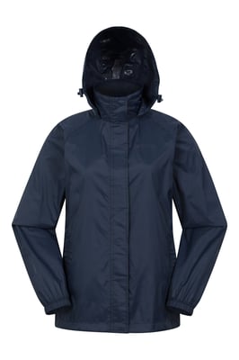 'Pakka' Women's Packable Jacket Waterproof Breathable Adjustable Hood Rain Coat Navy