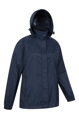 'Pakka' Women's Packable Jacket Waterproof Breathable Adjustable Hood Rain Coat Navy