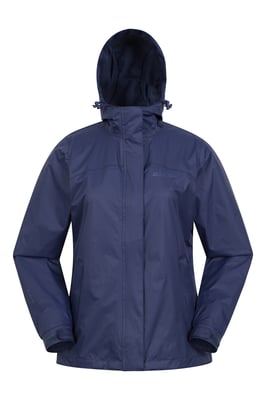 'Torrent' Women's Waterproof Jacket with Adjustable Hood & Cuffs Long Sleeve Trekking Raincoat Navy