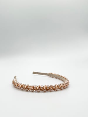Minimal Pearl Headband In Brown