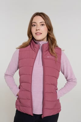 'Opal' Women's Padded Gilet with Front Pockets Winter Warm Rain Coat Pink