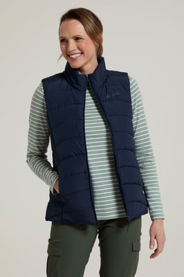 'Opal' Women's Padded Gilet with Front Pockets Winter Warm Rain Coat Navy