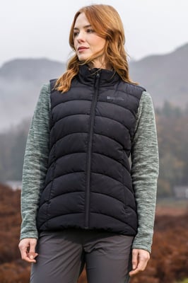 'Opal' Women's Padded Gilet with Front Pockets Winter Warm Rain Coat Black