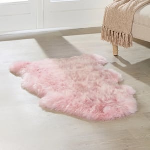 Äkta rosa fårskinn silkeslen naturlig mjuk fluffig ullmatta