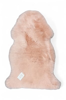 Äkta rosa fårskinn silkeslen naturlig mjuk fluffig ullmatta