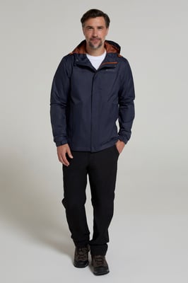 'Torrent' Men's Rain Jacket with Zipped Pockets Waterproof Adjustable Hem Dark Blue