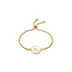 Luxenter armband in wit parelmoer afgewerkt in 18K geel goud - Alfabet