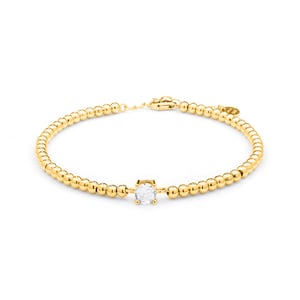 Luxenter 925 Sterling Silver Armband med Glittrande Zirkonia, avslutat i 18K gult guld - Ruza