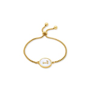 Luxenter armband i vit pärlemor avslutat i 18K gult guld - Alfabet