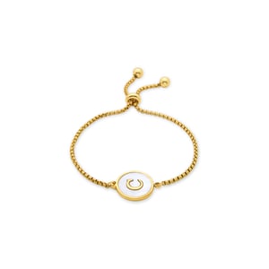 Luxenter armband i vit pärlemor med 18K gult guld - Alfabet