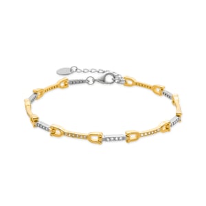 Luxenter 925 sterling zilveren armband met glanzende zirkonia afgewerkt in 18k geelgoud - Azhla