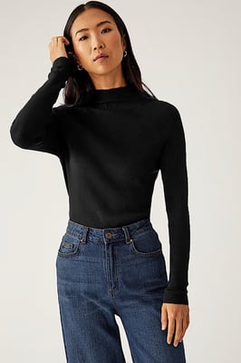 Ribbed Turtle Neck Fine Knit Jumper