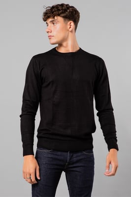 Black Crew Neck Long Sleeve Knitted Jumper