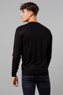 Black Crew Neck Long Sleeve Knitted Jumper