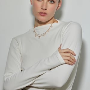 Luxenter halsketting met glanzende 18k goudfinish zirkonia - Tingi