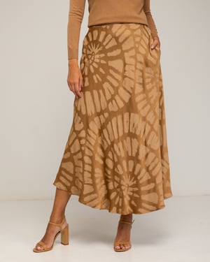 Midi-jurk met zijde, geometrische print