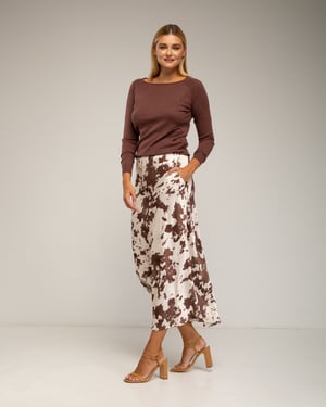 Midi-jurk met koeienprint