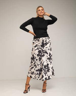 Midi-rok met koeienprint