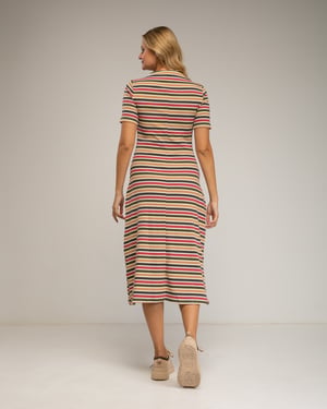 Gestreepte midi-jurk