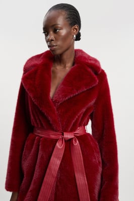 Faux Fur Longline Coat