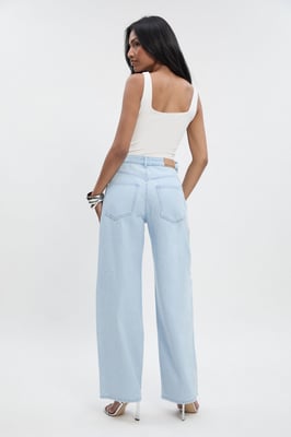 Embellished High Waist Straight Leg Jean