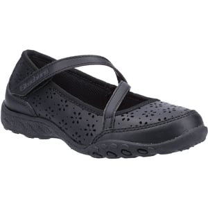 Skechers Breathe Easy Playground Poppies Flickors Svarta Skor I Läder