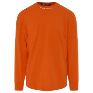 Palm Angels Heren Klassiek Logo T-shirt met lange mouwen (Oranje)