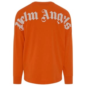 Palm Angels Heren Klassiek Logo T-shirt met lange mouwen (Oranje)