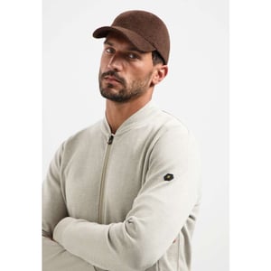 No Excess Sweater full zip college collar twi sand