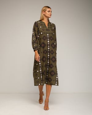 Midi-jurk met etnische print