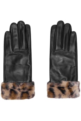 Real Leather Glove With Faux Fur Cuff