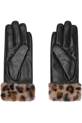 Real Leather Glove With Faux Fur Cuff