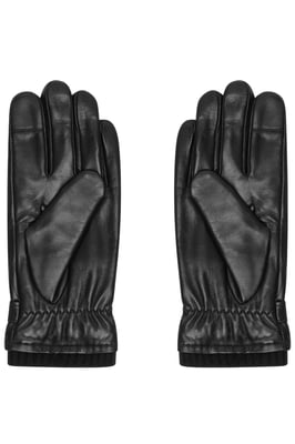 Real Leather Glove With Knit Rib Cuff And Buckle
