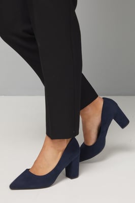 Good For The Sole: Wide Fit Exmoor Faux Suede Comfort Medium Block Heel Court Shoes
