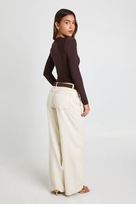 Double Layer Slinky Long Sleeve Crew Neck Bodysuit