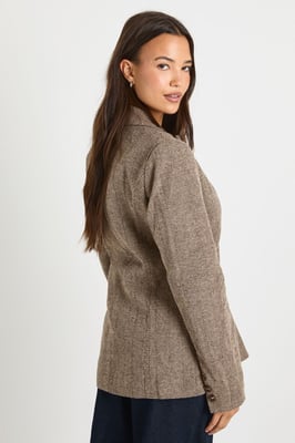 Herringbone Single Breasted Oversized Blazer