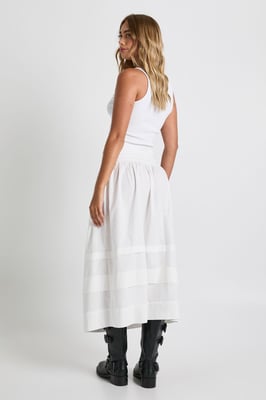 V Waist Volume Midaxi Skirt