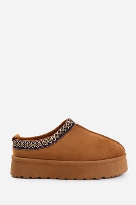 Wheres That From Womens 'Quincy' Cosy Faux-Suede Fur Lining Platform Slipper