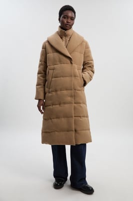 Wool Hybrid Padded Puffer Midi Coat