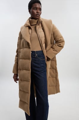Wool Hybrid Padded Puffer Midi Coat