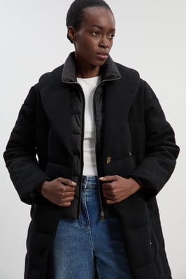 Wool Hybrid Padded Puffer Midi Coat