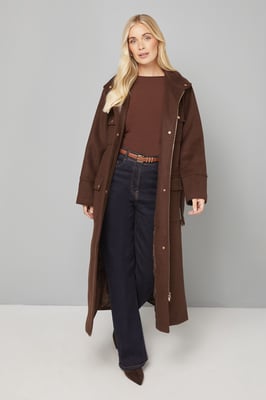 Button Down Military Belted Collar Coat