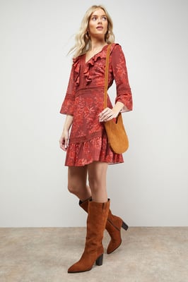 Kresta Suede High Block Heel Knee Boots