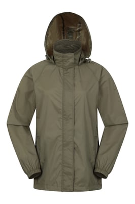 'Pakka' Women's Packable Jacket Waterproof Breathable Adjustable Hood Rain Coat Khaki