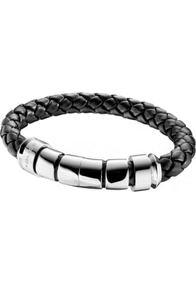 Police 24691BLB-01-L Mens Throttle Black Weaving Leather Bracelet