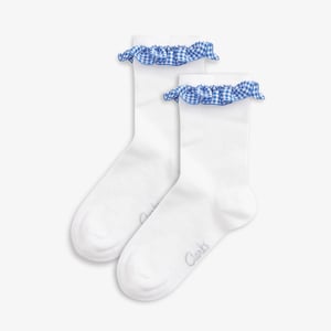 Gingham Socks 2 Pack Blue Infant Size 9-12 White/Blue Clothing