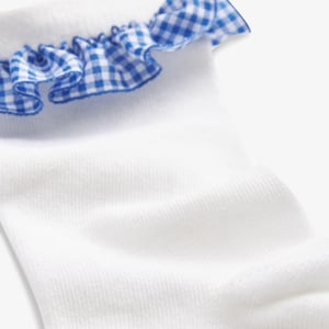 Gingham Socks 2 Pack Blue Infant Size 6-8.5 White/Blue Clothing